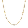S925 sterling silver necklace with gold finish, pearls and diamond-shaped accents - Gold Pearl & Rhombus Plate(GPN52-14K)