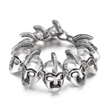 Vintage oxidized silver steel bracelet featuring detailed Spartan warrior helmet links - Spartan Helmet Style (KB27291-D)