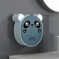 Panda-shaped wall-mounted soap box in Morandi blue with cute flip-top design for bathroom - Blue
