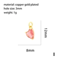 Detalle del colgante corazón de cobre bañado en oro 18K con circón rosa y 12x8mm - Corazón-Circón Rosa Claro(P01646) / 12x8mm