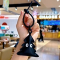 Cute black ghost leather keychain with white eyes and plastic loop for bags - Black-Christmas Tree
