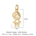 Pendentif petit garçon doré en cuivre et zircone mesurant environ 16x7mm - Garçon Doré-VB202