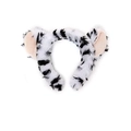 Faux fur white tiger ear headband with black stripes and soft pink inner ears - White Leopard Headband