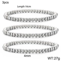 Set mit 3 silbernen Metall-Perlenarmbändern mit polierten 4mm runden Perlen - 3er-Set Silber Perlenarmband 4mm (KB160798-Z)