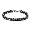 Bracciale a catena bizantina in acciaio inossidabile nero e argento con chiusura - Nero Argento (5mm) / 65cm