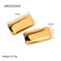 Square geometric wave patterned 18k gold earrings with measurement details - Gold Smooth Square (JDE2312014)