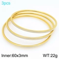 Three-piece set of 3mm gold and silver minimalist stackable stainless steel bangles - White/Gold