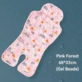 Tapis rafraîchissant gel Forêt Rose pour poussette avec motifs ours, 68x33cm pour bébé - Type standard / Forêt Rose