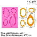 Molde de silicona rosa con cuatro formas de marcos vintage para fondant y chocolate - 15-176 Rosa