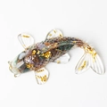 Handmade koi fish figurine made of clear resin with colorful crystals and gold foil - Ocean Jasper