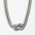 Collana a catena serpente in acciaio inossidabile argento con nodo centrale minimalista - Collana Argento (PDD903)