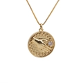 Fashion gold necklace with palm and diamond pendant on white background in box chain style - Palm Relief