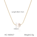 Detail view of pearl pendant necklace showing dimensions 38cm plus 5cm and 0.82cm pearl - Single Round Pearl Pendant Style (HC-N40417)