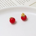 Mini red pomegranate fruit charms with golden loop for DIY jewelry making - 13#Delicious Apple (9*13mm)