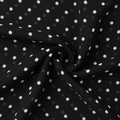 Close-up of black and white polka dot chiffon fabric with soft drape and light texture - S / 100% Polyester