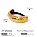 Golden stainless steel ponytail holder with irregular lava texture and elastic hair band - Gold Irregular Lava Texture (JDH2403002)