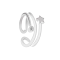 Μινιμαλιστικό ασημένιο σκουλαρίκι ear cuff με αστέρι και λαμπερό ένθετο διαμάντι - Στυλ Διπλού Επιπέδου με Αστέρι και Μονό Ζιργκόν (Λευκό K 11807)