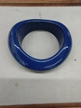 Minimalist resin bangle in deep blue featuring a sleek asymmetrical streamline design - High Gloss Navy (Dark Blue-Oval Concave)