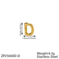 Golden stainless steel bubble letter D pendant with irregular molten texture finish - Letter-D