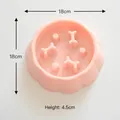 Pink petal-shaped slow feeder dog bowl with bone obstacles, dimensions 18x18x4.5cm - PP / Pink