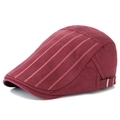 Gorra plana clásica burdeos a rayas con hebilla metálica ajustable y tejido de sarga - Ajustable / Rojo