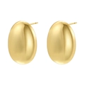 Macro shot of 18K gold plated hollow teardrop earrings with a high-polished finish - Gold Oval