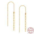 Elegante gouden S925 sterling zilveren paperclip oorbellen met parel en kristal accenten - Goud-Stijl 5