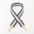 Detail of adjustable nylon bag strap with navy blue and rose gold glitter stripes - Blue
