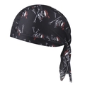 Black stretch fabric durag featuring a skull and crossbones pattern for sports and biking - Pirate Pattern No.4