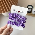 Three-piece set of purple satin scrunchies with elegant glossy finish for hair styling - 3 Piece Set / Purple