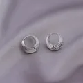 Silver multi-layer ribbed hoop earrings with a premium metallic finish on silk - E-095---Platinum