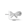 Piercing labret in titanio G23 argento a forma di fiocco con pavé di cristalli lucidi - Stile Fiocco Elegante (588-6#银)