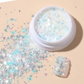 Iridescent aurora glitter mix with hexagonal sequins for professional nail art decoration - Korean Large Sequins #17 Luminous