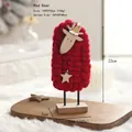 Nordic red wool felt reindeer ornament on a wooden base for Christmas table decor - No.12 Big Deer - Red
