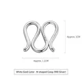 990 sterling silver M-clasp jewelry connector in white gold finish, 1x1.1cm size - 990 Silver M Clasp Platinum / 1x1.1cm