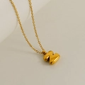 Minimalist gold bubble letter Z pendant necklace with polished stainless steel chain - Letter Z