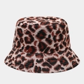 Fashionable leopard print bucket hat with durable canvas texture and reinforced stitching - Dark Brown Leopard (3#)