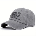 Casquette de baseball en coton lavé gris avec broderie noire One Moment devant - Réglable / Gris