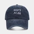 Verwaschene Baumwoll-Baseballkappe mit weißer God's Plan Stickerei in verwaschenem Dunkelgrau - Verstellbar / Marineblau
