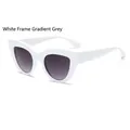 Retro cat eye sunglasses with white frame and gradient grey lenses for women - White Frame Gradient Grey