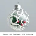 8cm clear Christmas ball ornament with artificial pine needles and red berries inside - 8cm Red Berry Swirl Pattern Style