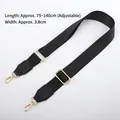 Adjustable 3.8cm black nylon strap with golden metal buckles and faux leather detail - Leather Trim Style - Light Gold Hook