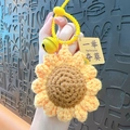 Beautiful handmade crochet sunflower keychain with yellow bell for graduation gift ideas. - Crochet Sunflower / Yellow