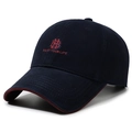 Casquette de baseball bleu marine avec broderie rouge et bord de visière contrasté - Taille Unique(Réglable) / Bleu marine
