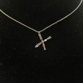 Silver necklace with a colorful gemstone cross pendant on a black velvet background - Letter X / Silver