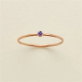 Minimalist rose gold stainless steel ring featuring a round purple zircon stone inlay - US 5 / February Violet Gold