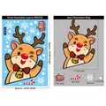 Adesivi natalizi statici per finestre con renna fiocchi e pacco regalo 20x30cm - BQ303 Renna di Natale