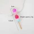 Miniature four-color skewers food toy in purple, pink, red, and blue for DIY hair clips - 5.5cm Macaron Color