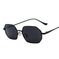 Unisex Polygon Sonnenbrille aus schwarzem Metall mit dunkelgrauen Gläsern und dünnem Rahmen - Schwarzer Rahmen Schwarz Graue Gläser