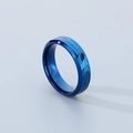 Macro view of blue titanium steel ring with textured hammered finish on metal surface - Blue Beveled (6mm)